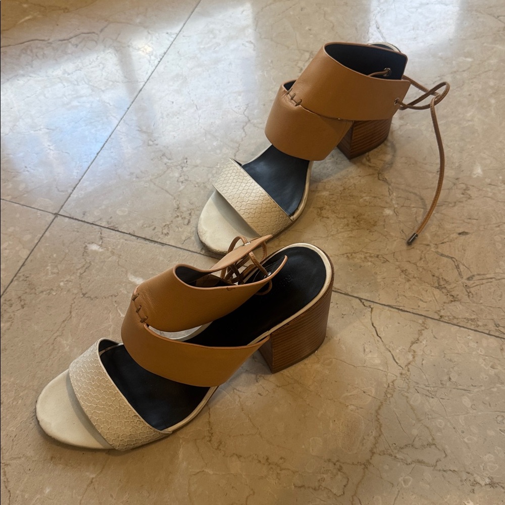 Rebecca Minkoff Two-Tone Tan and Cream Ankle-Strap Christy Sandals- 8.5 - Picture 4 of 8